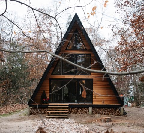 aframe facade windows cabin
