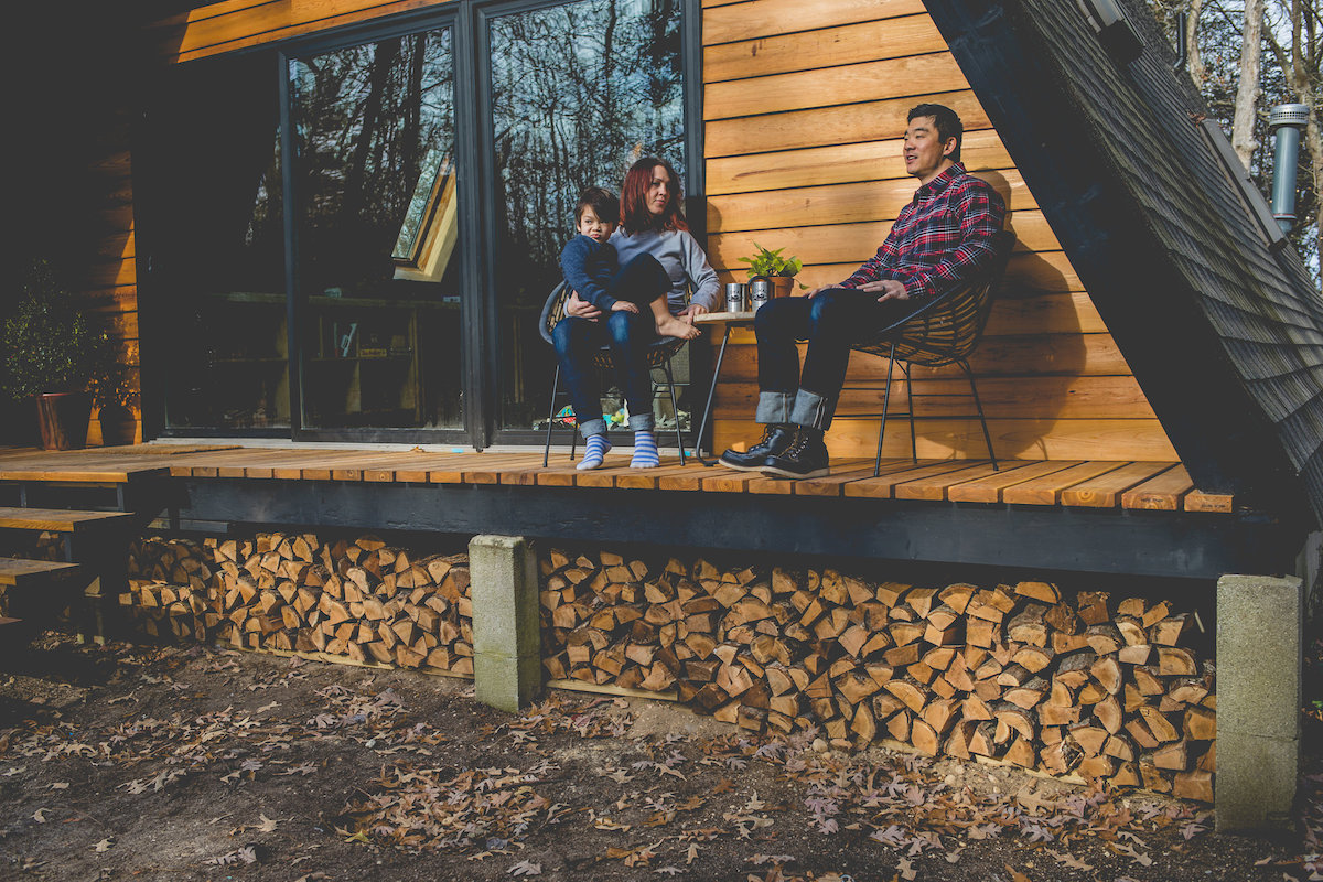 Aframe deck furniture firewood denim boots