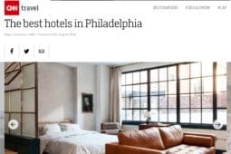 An article by CNN Travel on the best hotels in Philadelphia including the Lokal Hotel Old City