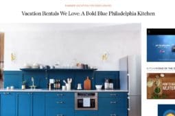 An article by Kitchn - Vacation Rentals We Love A Bold Blue Philadelphia Kitchen